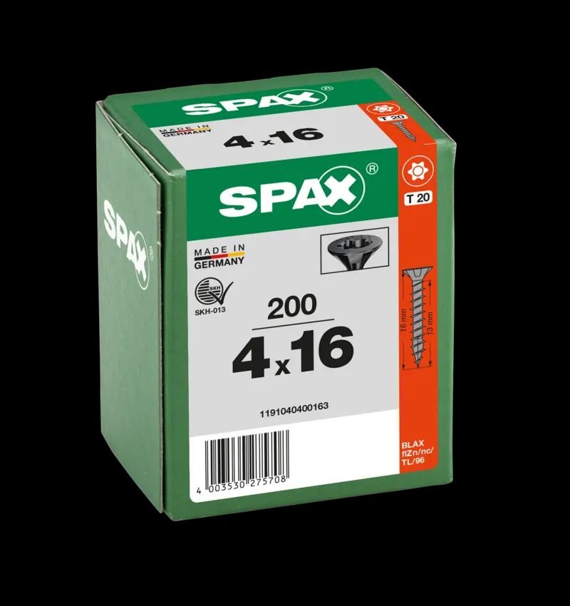 TORNILLO SPAX C/AV NEGRO 4,0X16 T20 200U