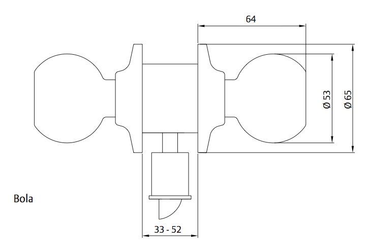 POMO CERRADURA BOLA 3900 AULAS 3902/60-70CM 3902U0CM