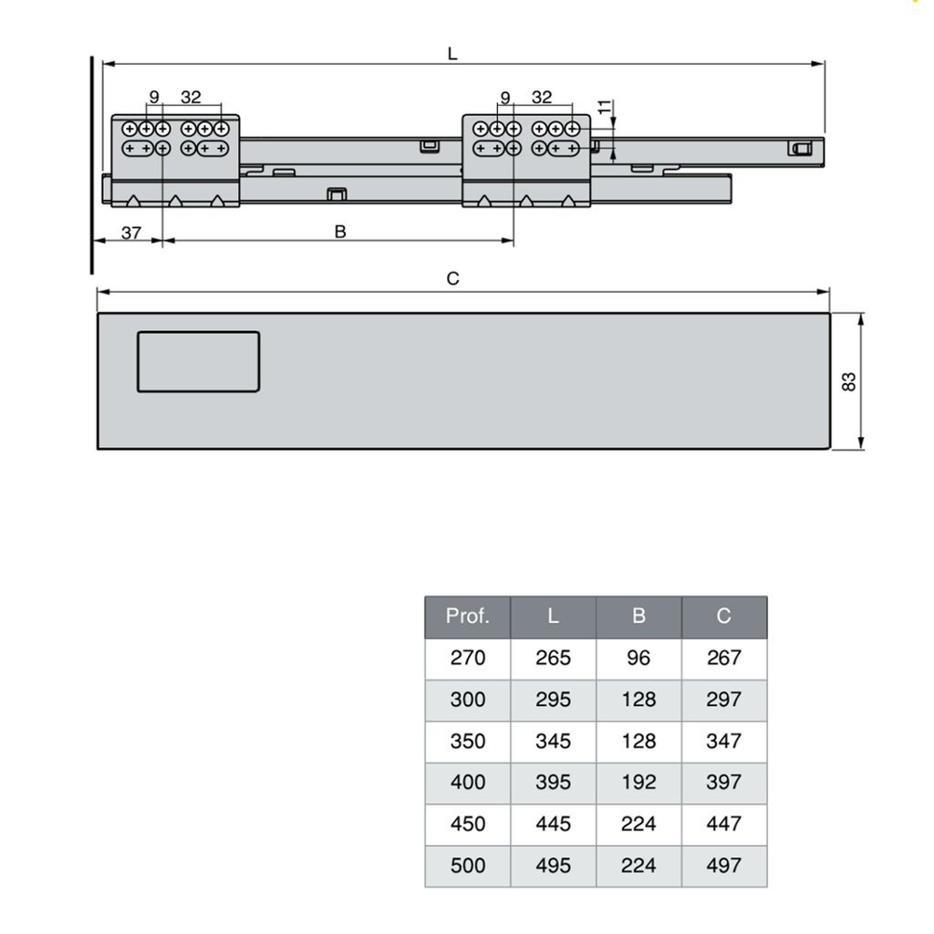 GUIA CALAIX VANTAGE (Q) 83 X 300 301522